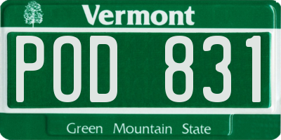VT license plate POD831