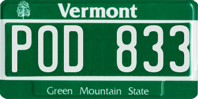 VT license plate POD833