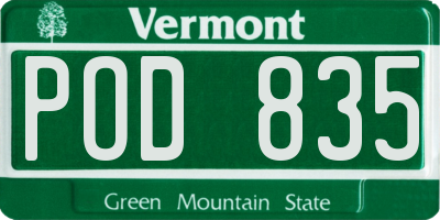 VT license plate POD835