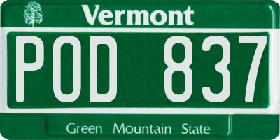 VT license plate POD837