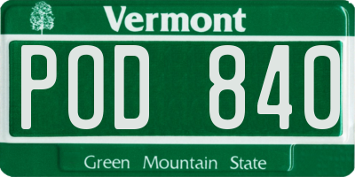 VT license plate POD840