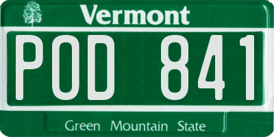 VT license plate POD841