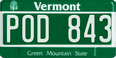 VT license plate POD843