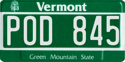 VT license plate POD845