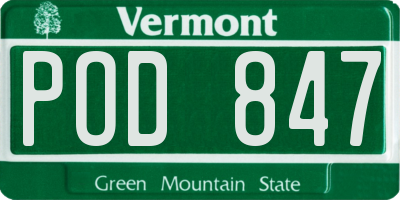 VT license plate POD847
