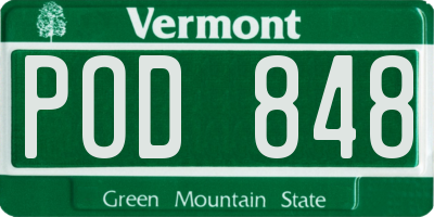VT license plate POD848