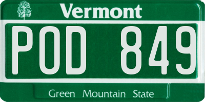 VT license plate POD849