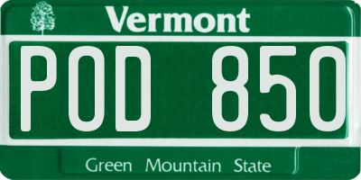 VT license plate POD850