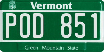 VT license plate POD851