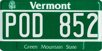 VT license plate POD852