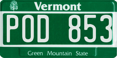 VT license plate POD853