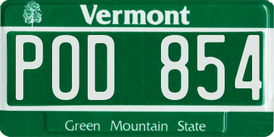 VT license plate POD854