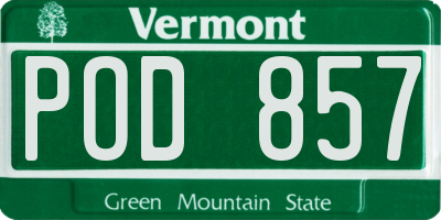 VT license plate POD857