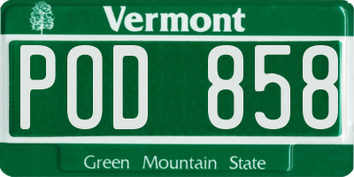 VT license plate POD858
