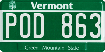 VT license plate POD863