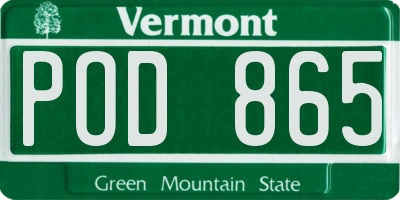 VT license plate POD865