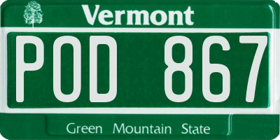 VT license plate POD867
