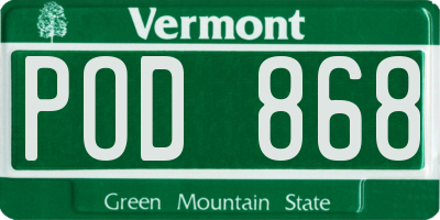 VT license plate POD868