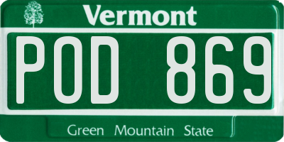VT license plate POD869