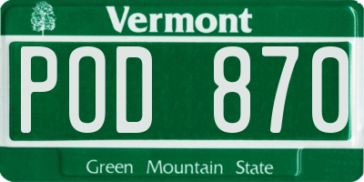 VT license plate POD870