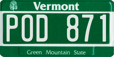 VT license plate POD871