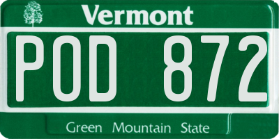 VT license plate POD872