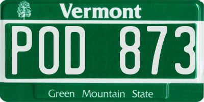 VT license plate POD873