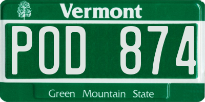 VT license plate POD874