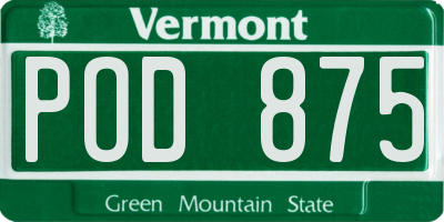VT license plate POD875