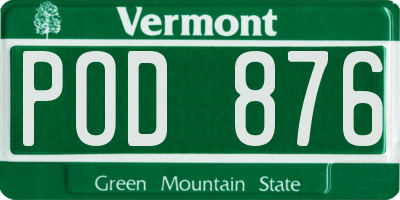 VT license plate POD876