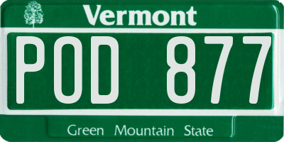 VT license plate POD877