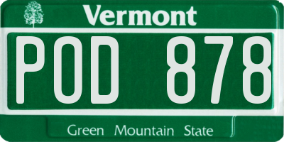 VT license plate POD878