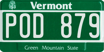 VT license plate POD879