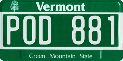 VT license plate POD881