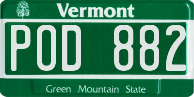 VT license plate POD882