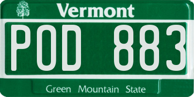 VT license plate POD883