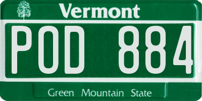 VT license plate POD884