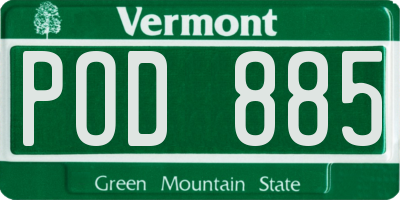 VT license plate POD885