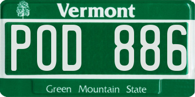 VT license plate POD886