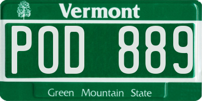 VT license plate POD889