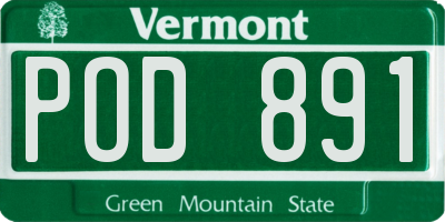 VT license plate POD891