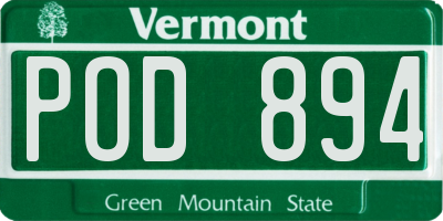 VT license plate POD894