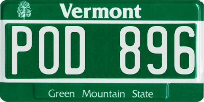 VT license plate POD896