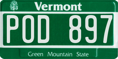 VT license plate POD897
