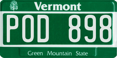 VT license plate POD898