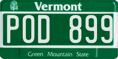 VT license plate POD899