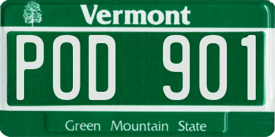 VT license plate POD901