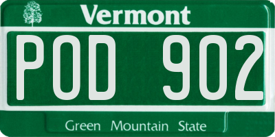VT license plate POD902