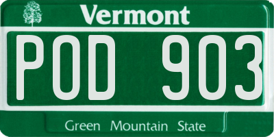 VT license plate POD903