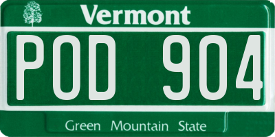 VT license plate POD904